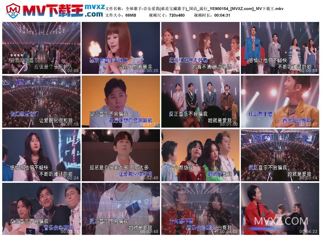 全体歌手-音乐爱我(谁是宝藏歌手)_国语_流行_YE900154